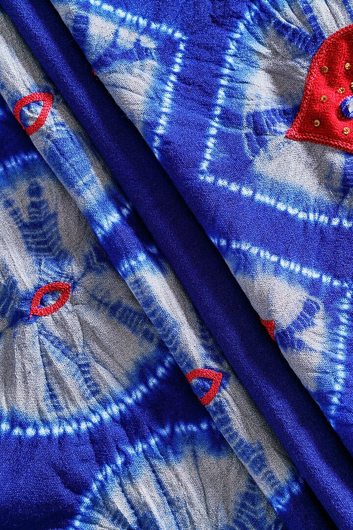 Blue Wool Hand Embroidered Stole by Niiyaa at Pernia's Pop Up Shop