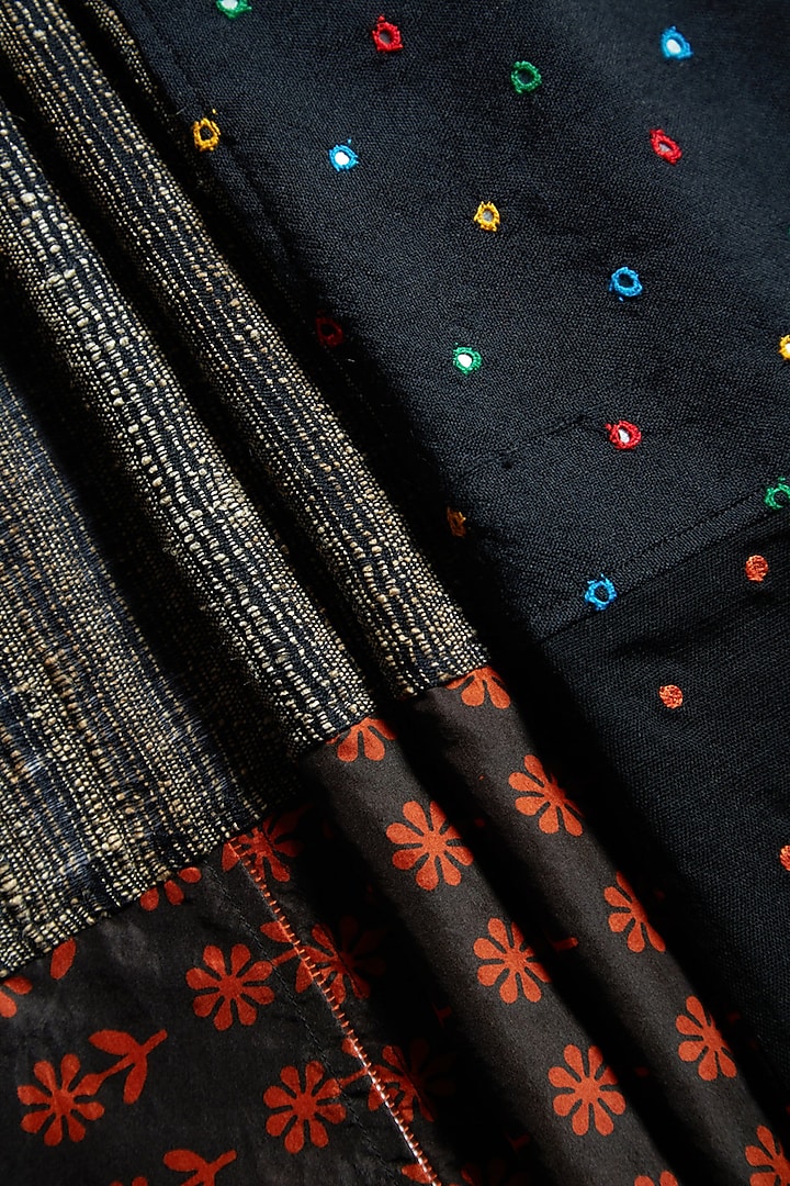 Black Block Printed Scarf by Niiyaa at Pernia's Pop Up Shop