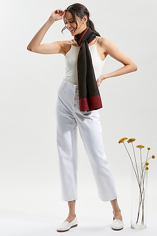 Black Hand Embroidered Stole by Niiyaa