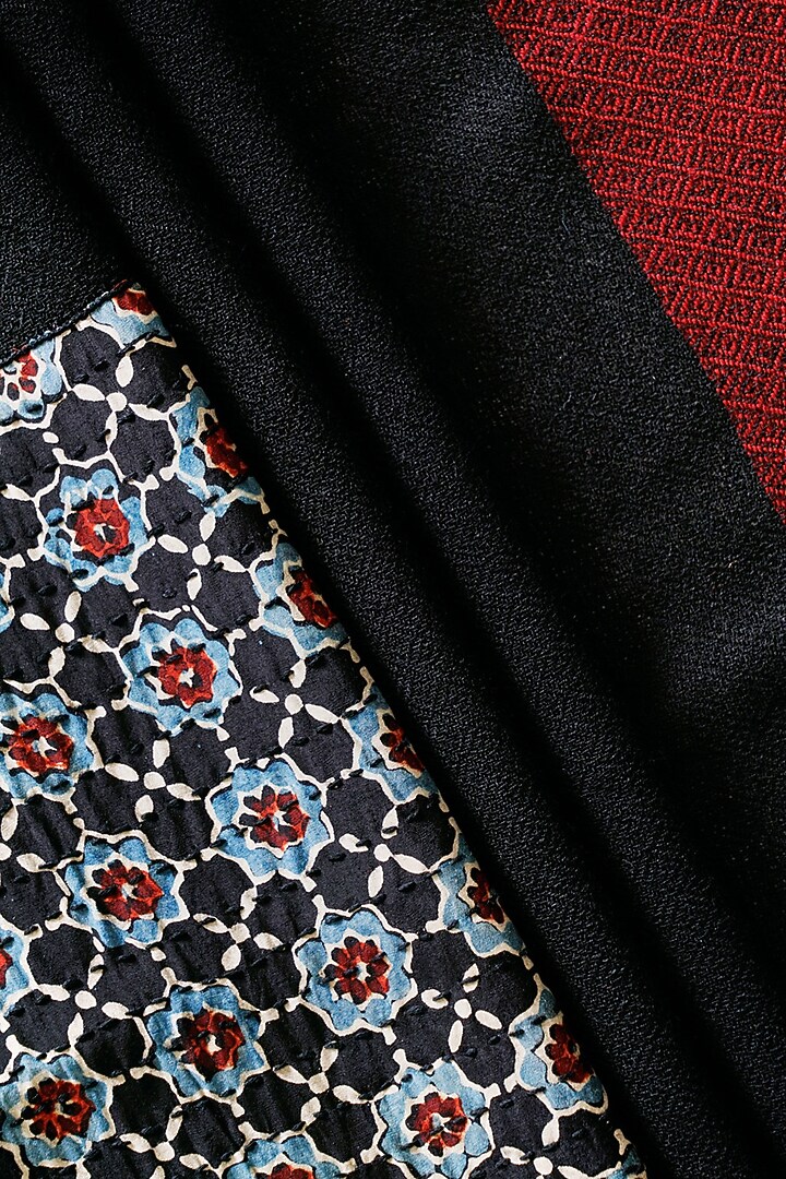 Black Hand Embroidered Stole by Niiyaa at Pernia's Pop Up Shop