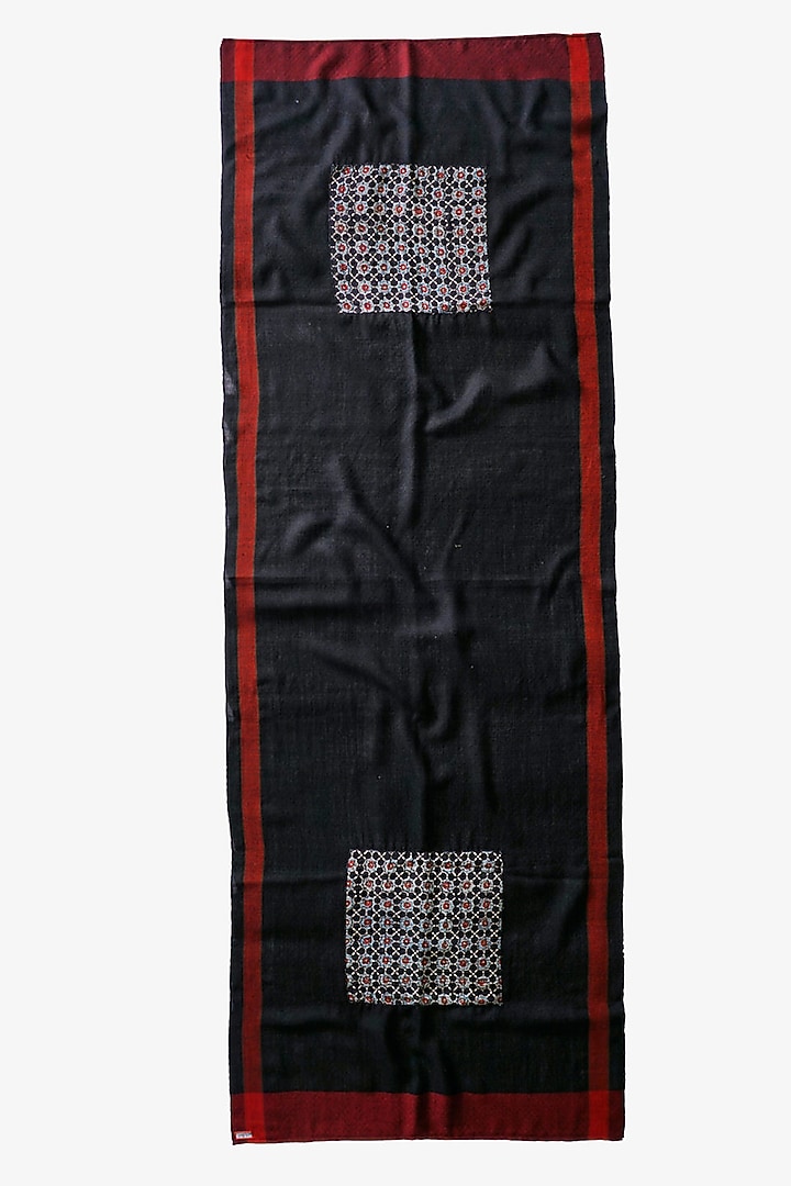 Black Hand Embroidered Stole by Niiyaa at Pernia's Pop Up Shop
