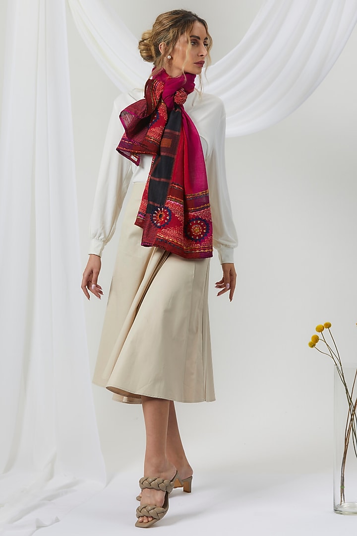 Multi-Coloured Handwoven Wool & Silk Stole by Niiyaa at Pernia's Pop Up Shop