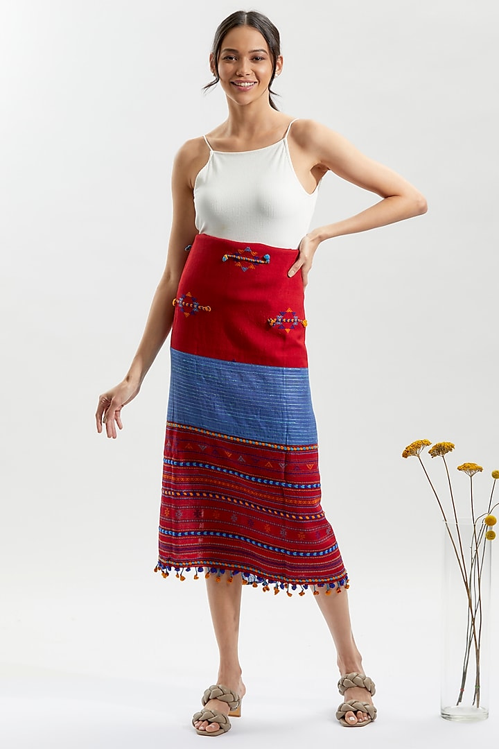 Multi-Coloured Silk & Wool Stole by Niiyaa