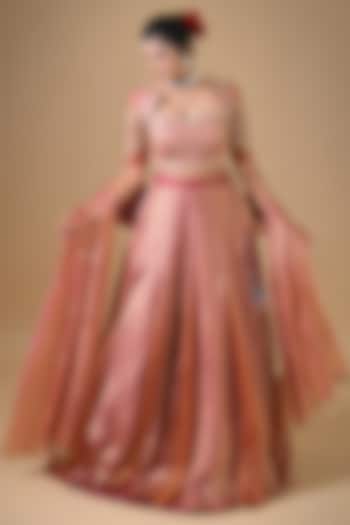 Pink Imported Tissue Wedding Lehenga Set by Label Nilansha Jain at Pernia's Pop Up Shop
