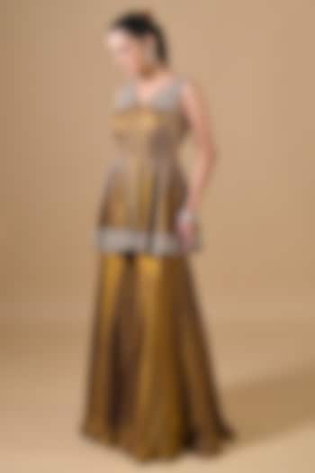 Copper Imported Tissue Gharara Set by Label Nilansha Jain at Pernia's Pop Up Shop