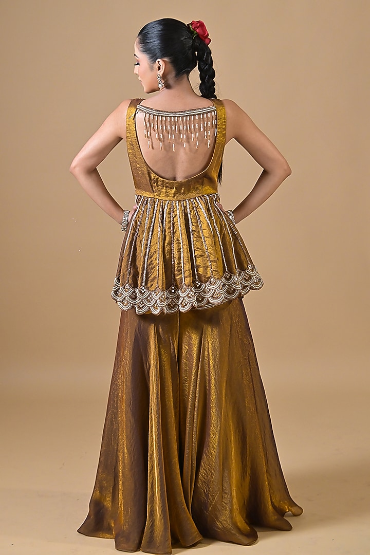 Copper Imported Tissue Gharara Set by Label Nilansha Jain at Pernia's Pop Up Shop