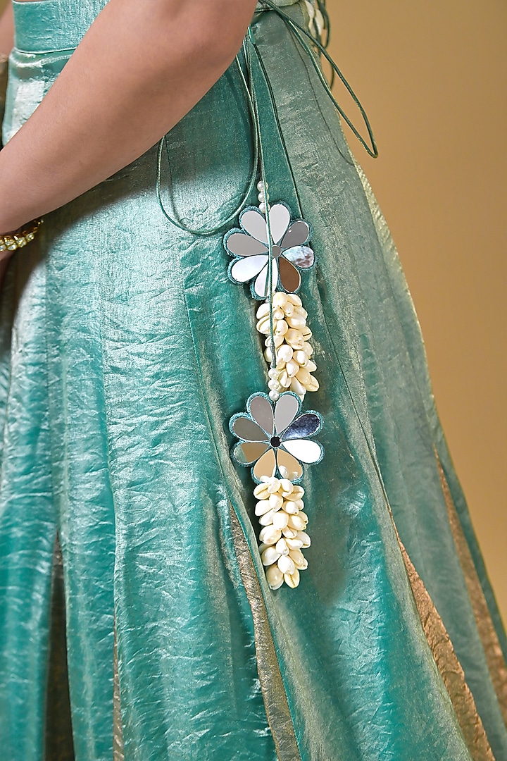 Soft Blue Imported Tissue Wedding Lehenga Set by Label Nilansha Jain at Pernia's Pop Up Shop