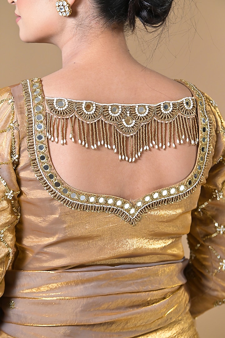 Gold Imported Tissue Wedding Sharara Set by Label Nilansha Jain at Pernia's Pop Up Shop