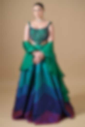 Multi-Colored Imported Silk Ombre Wedding Lehenga Set by Label Nilansha Jain at Pernia's Pop Up Shop