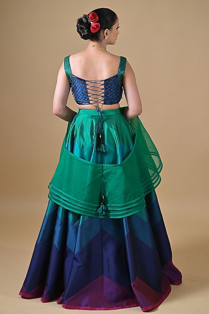 Multi-Colored Imported Silk Ombre Wedding Lehenga Set by Label Nilansha Jain at Pernia's Pop Up Shop