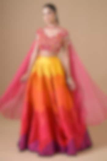 Multi-Colored Imported Silk Ombre Wedding Lehenga Set by Label Nilansha Jain at Pernia's Pop Up Shop