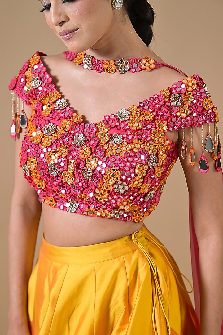 Multi-Colored Imported Silk Ombre Wedding Lehenga Set by Label Nilansha Jain at Pernia's Pop Up Shop