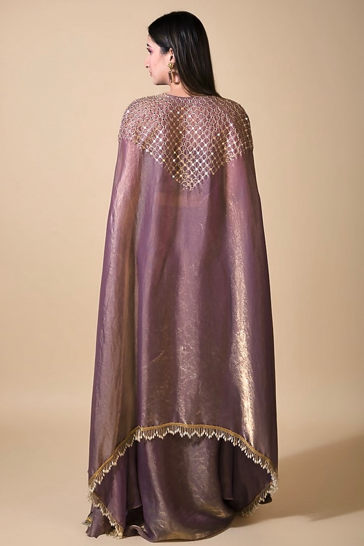 Purple Imported Tissue Draped Skirt Set by Label Nilansha Jain at Pernia's Pop Up Shop