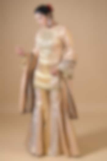 Gold Banarasi Silk Gharara Set by Label Nilansha Jain at Pernia's Pop Up Shop