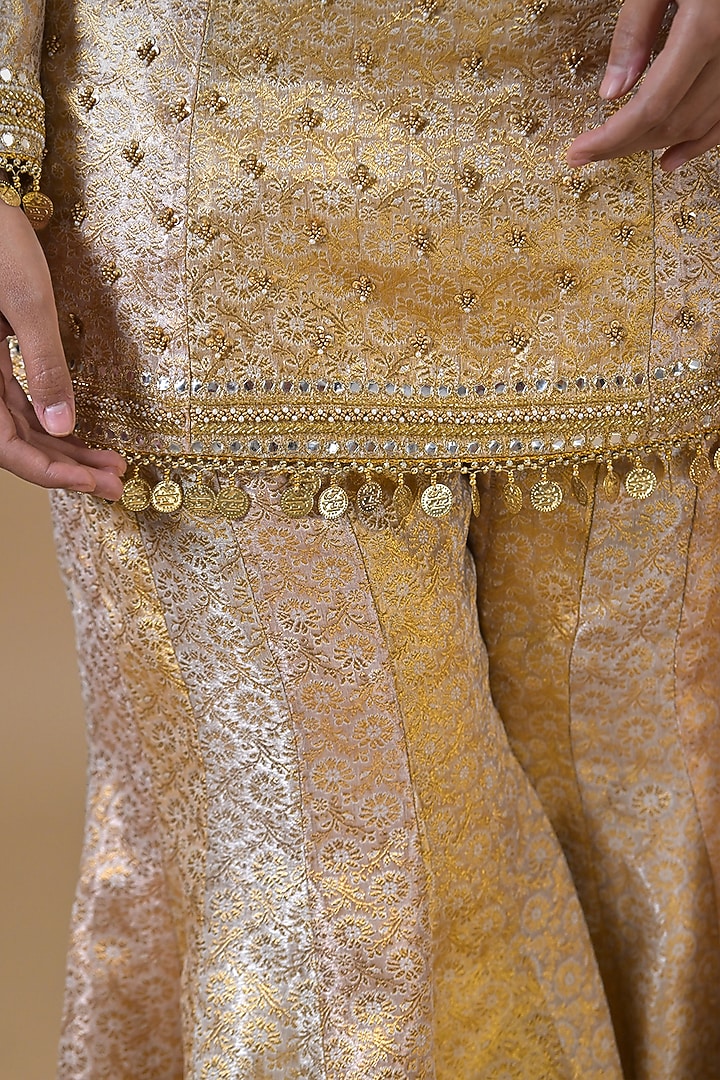 Gold Banarasi Silk Gharara Set by Label Nilansha Jain at Pernia's Pop Up Shop