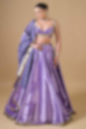 Purple Banarasi Silk Wedding Lehenga Set by Label Nilansha Jain at Pernia's Pop Up Shop