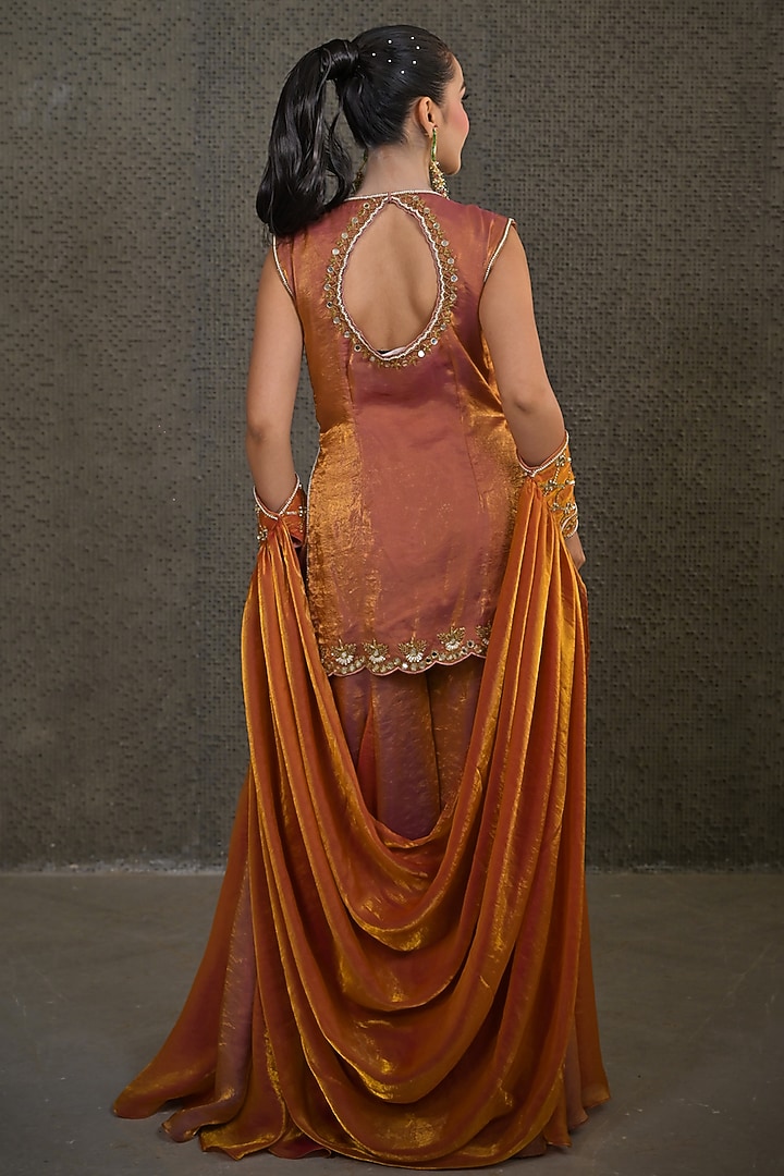 Pink Imported Tissue Gharara Set by Label Nilansha Jain at Pernia's Pop Up Shop