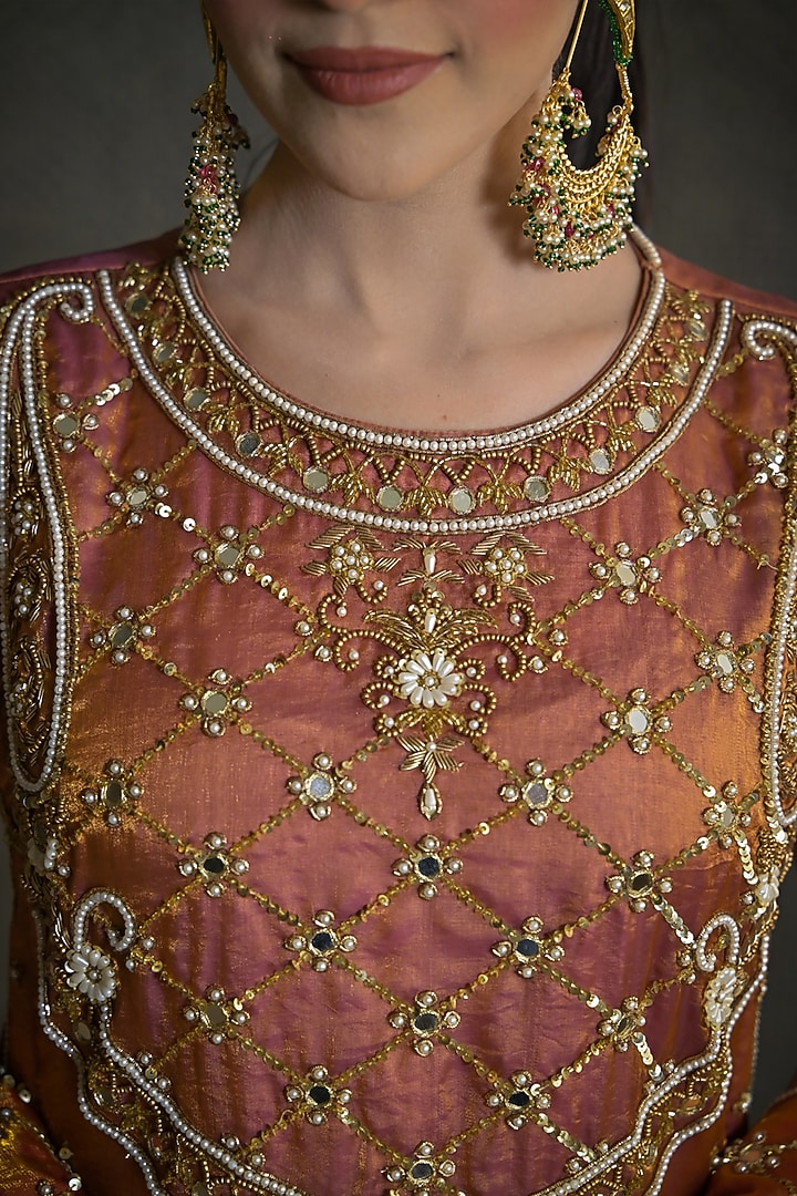 Pink Imported Tissue Gharara Set by Label Nilansha Jain at Pernia's Pop Up Shop