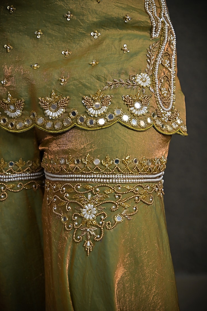 Green Imported Tissue Gharara Set by Label Nilansha Jain at Pernia's Pop Up Shop