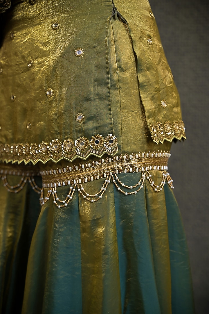 Teal & Gold Imported Tissue Gharara Set by Label Nilansha Jain at Pernia's Pop Up Shop