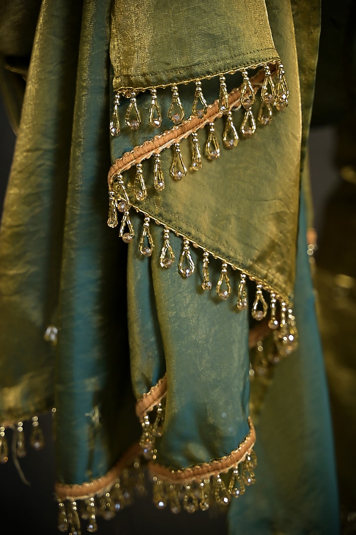 Teal & Gold Imported Tissue Gharara Set by Label Nilansha Jain at Pernia's Pop Up Shop