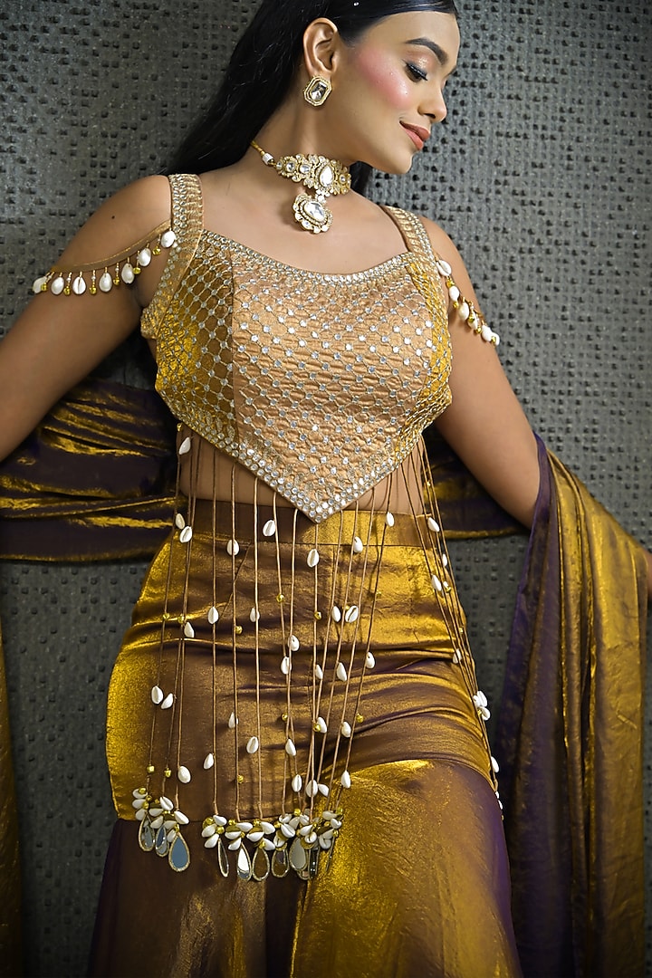 Copper Imported Tissue Gharara Set by Label Nilansha Jain at Pernia's Pop Up Shop