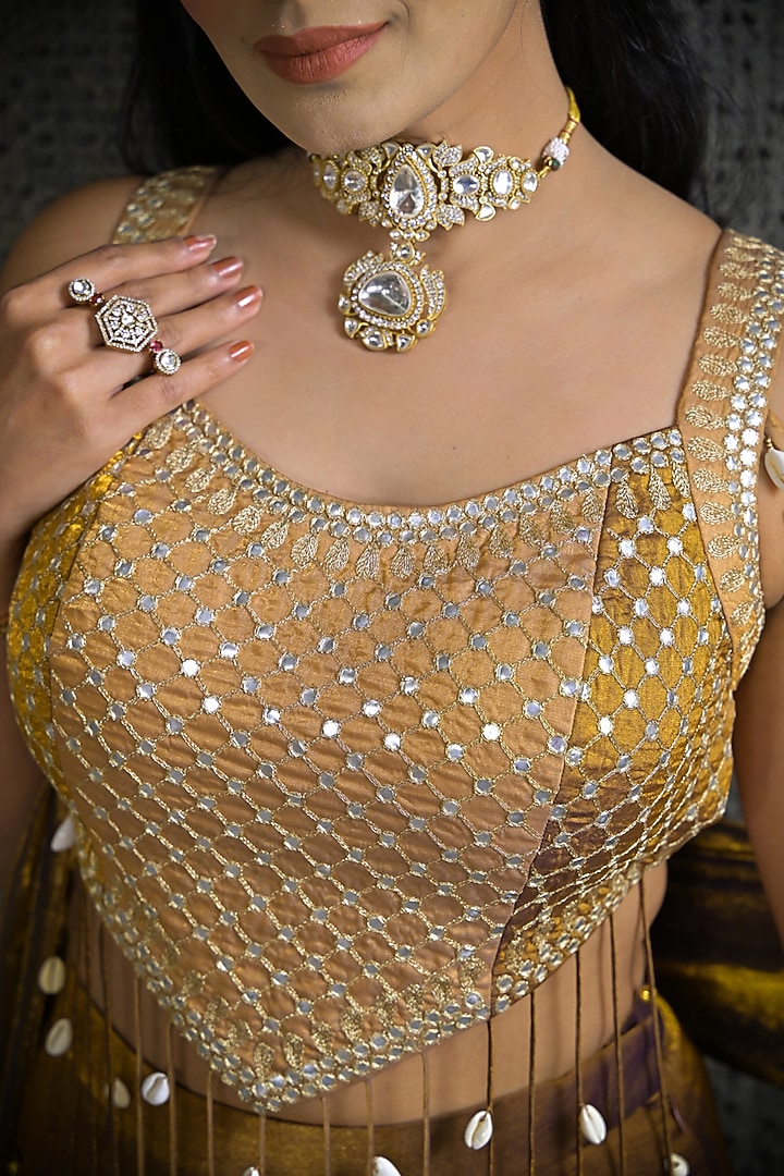 Copper Imported Tissue Gharara Set by Label Nilansha Jain at Pernia's Pop Up Shop