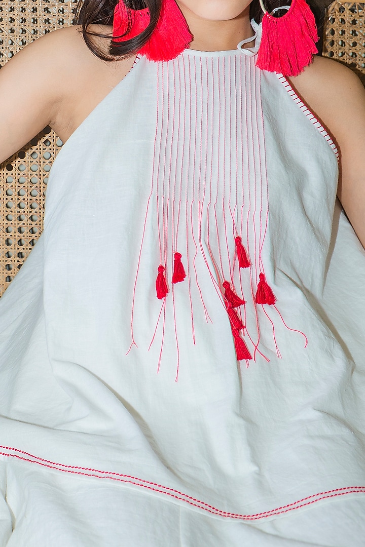 White Handwoven Cotton Halter Top by Nika at Pernia's Pop Up Shop