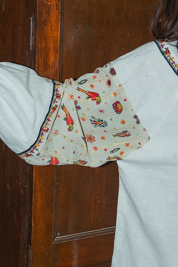 White Embroidered Tunic With Handmade Tassels by Nika at Pernia's Pop Up Shop