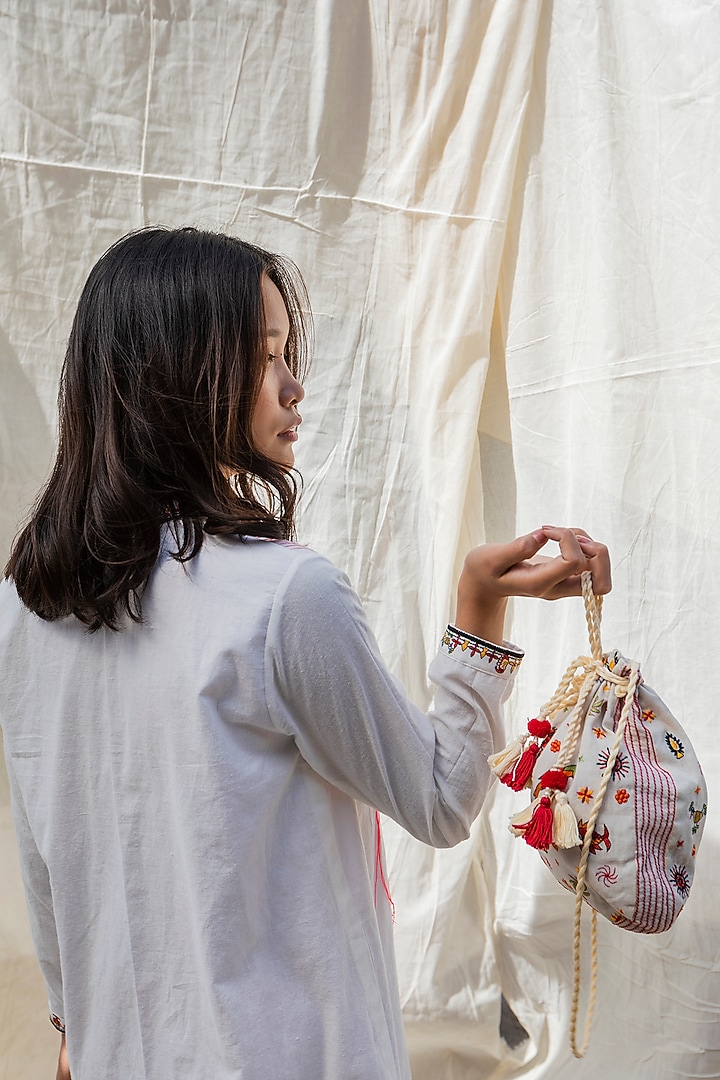 White Embroidered Shirt Tunic by Nika at Pernia's Pop Up Shop