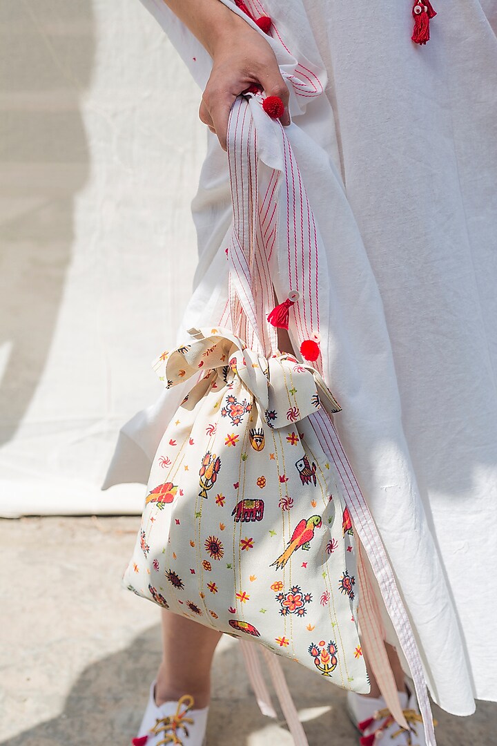 White Embroidered Kaftan Summer Dress With Handmade Tassels by Nika at Pernia's Pop Up Shop