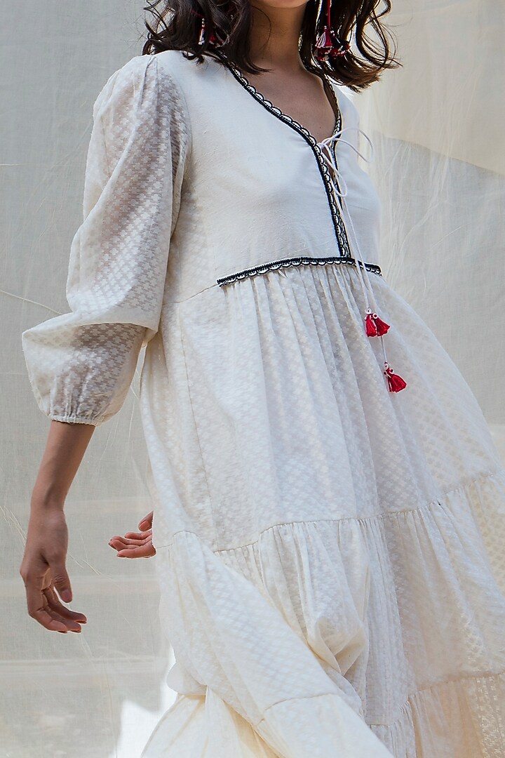 White Embroidered Tiered Maxi Vacation Dress by Nika at Pernia's Pop Up Shop