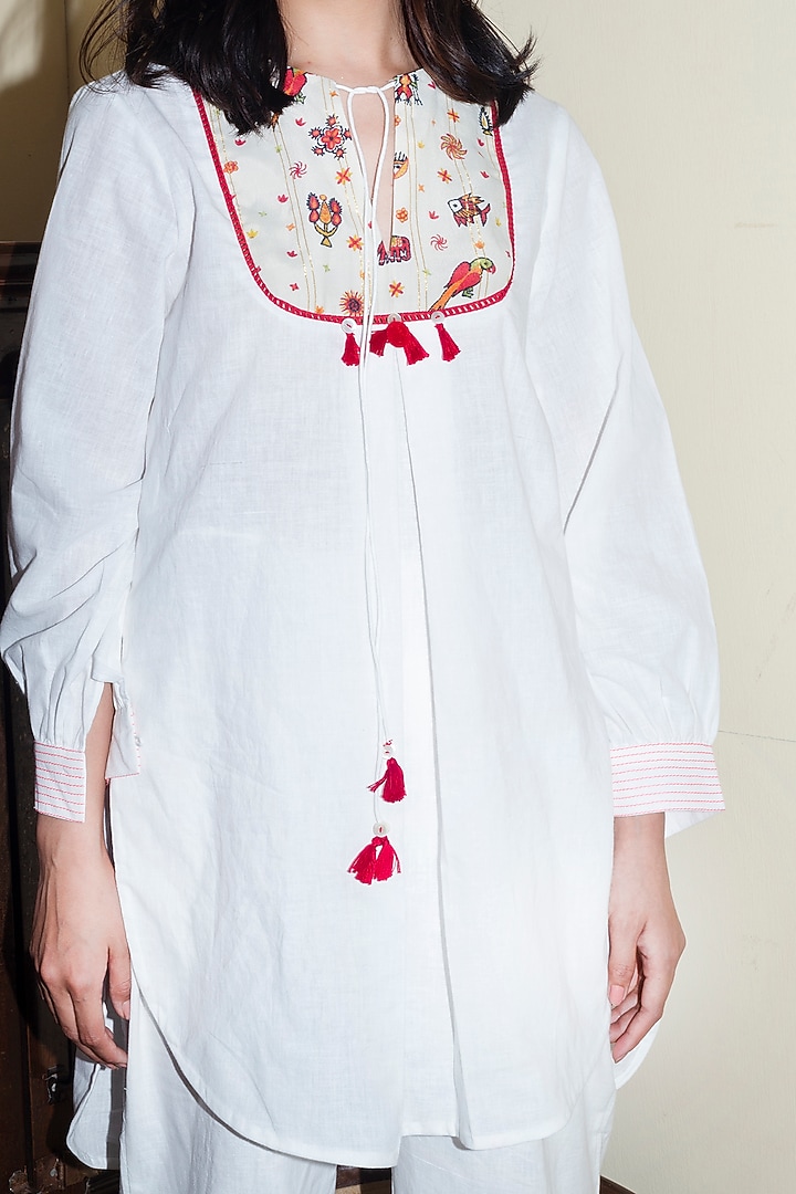 White Embroidered Tunic Set by Nika at Pernia's Pop Up Shop