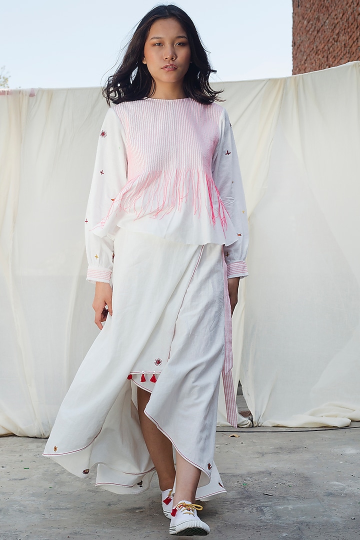 White Embroidered Wrap Skirt by Nika at Pernia's Pop Up Shop