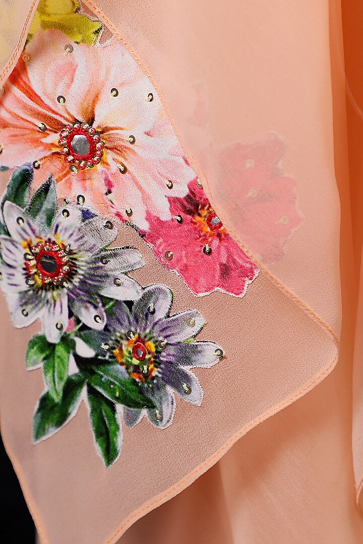 Salmon Embroidered Tunic Set For Girls by Nikasha Kidswear at Pernia's Pop Up Shop