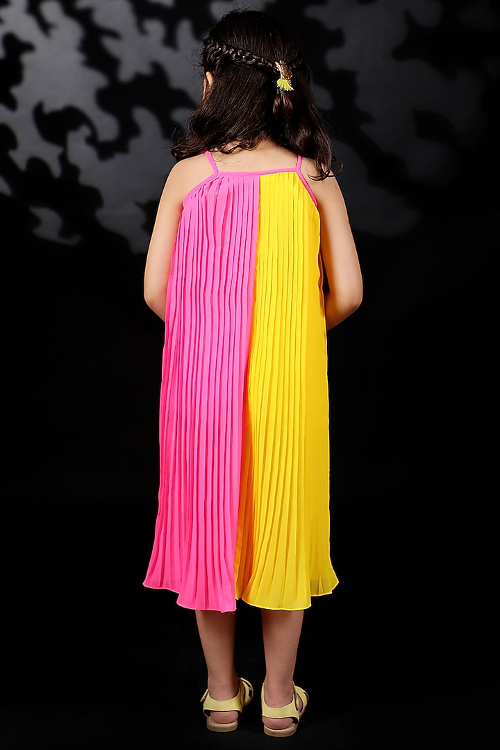 Yellow & Pink Georgette Dress For Girls by Nikasha Kidswear at Pernia's Pop Up Shop
