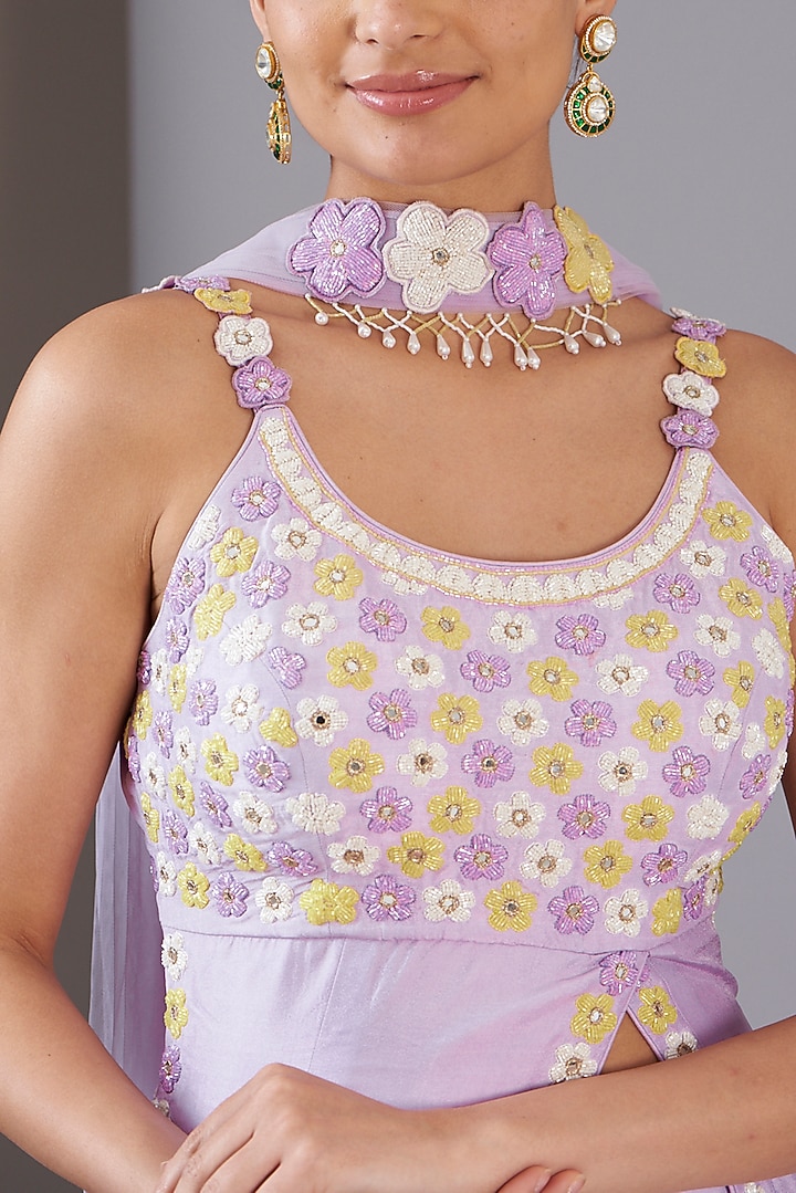 Lilac Georgette Gharara Set by NITISHA  KASHYAP at Pernia's Pop Up Shop