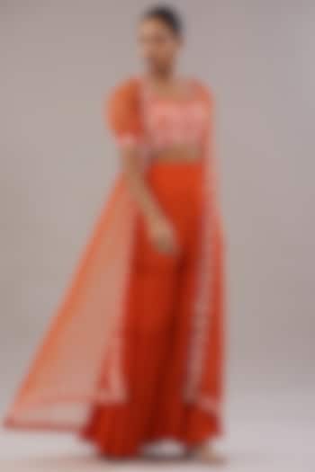 Orange Georgette Gharara Set by NITISHA  KASHYAP