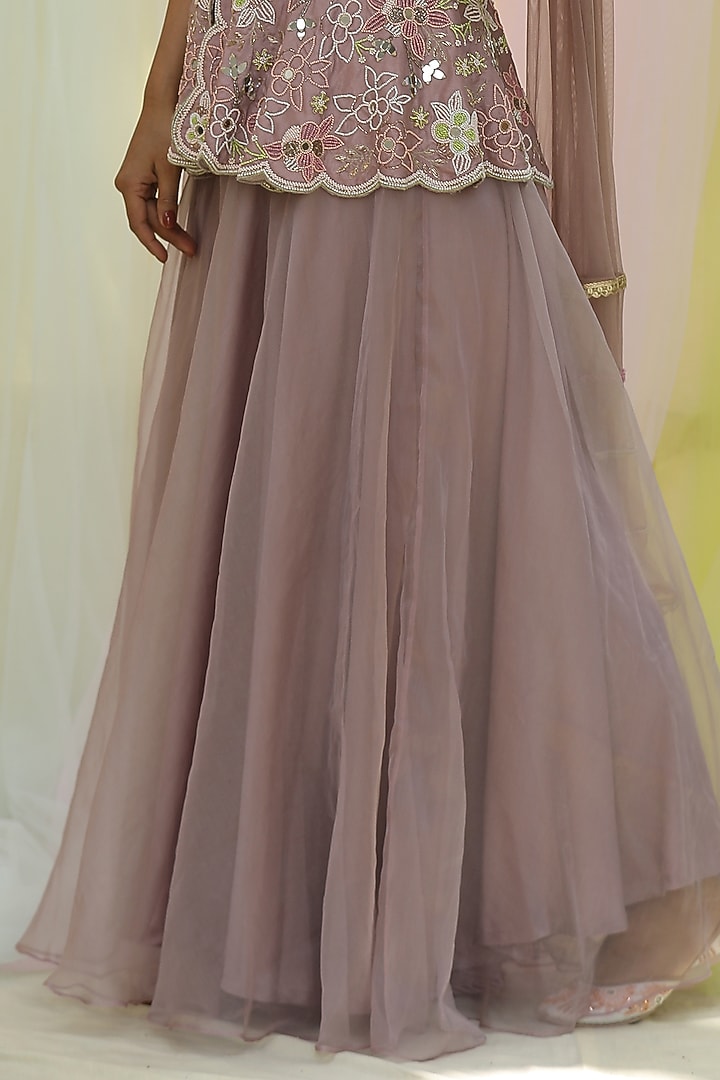 Mauve Upada & Soft Net Wedding Sharara Set by Nikita at Pernia's Pop Up Shop