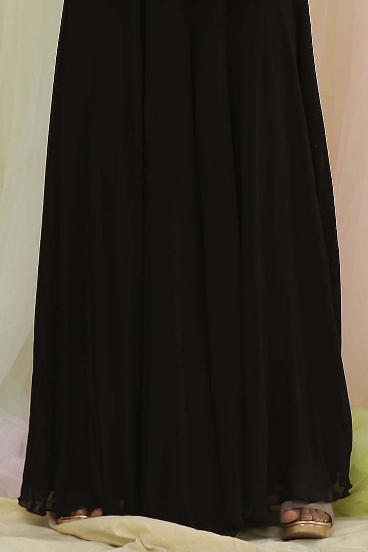 Black Georgette & Upada Wedding Sharara Set by Nikita at Pernia's Pop Up Shop