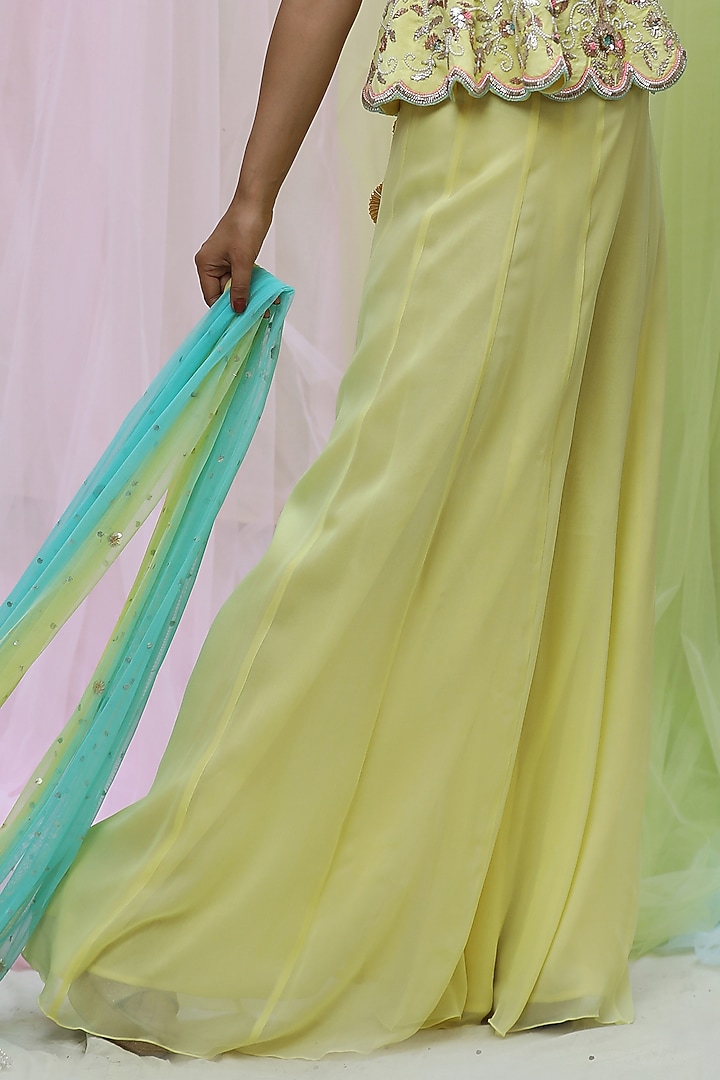 Lime Yellow Soft Net Party Wear Sharara Set by Nikita at Pernia's Pop Up Shop