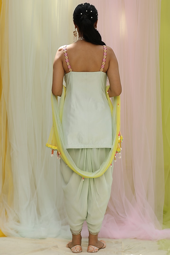 Mint Green Upada & Georgette Dhoti Set by Nikita at Pernia's Pop Up Shop