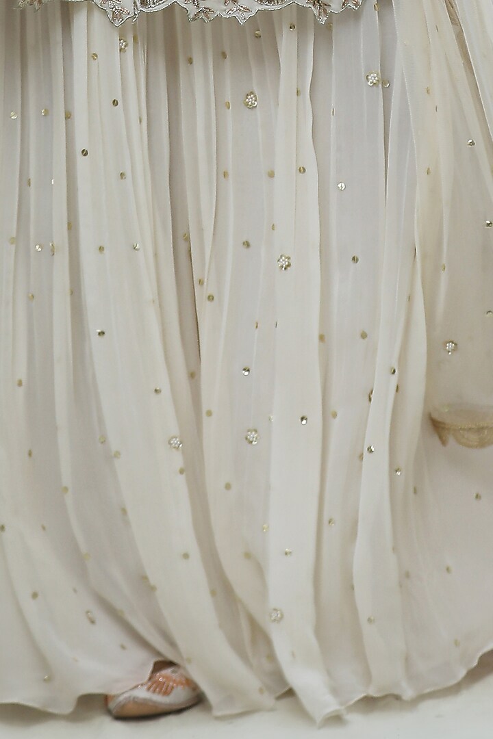 Ivory Raw Silk & Georgette Wedding Sharara Set by Nikita at Pernia's Pop Up Shop