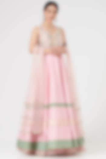 Light Pink Embroidered Wedding Anarkali Set by Nikita at Pernia's Pop Up Shop