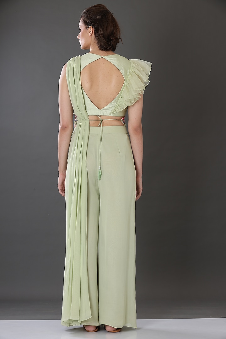 Mint Green Silk Palazzo Pant Set by Nikita at Pernia's Pop Up Shop
