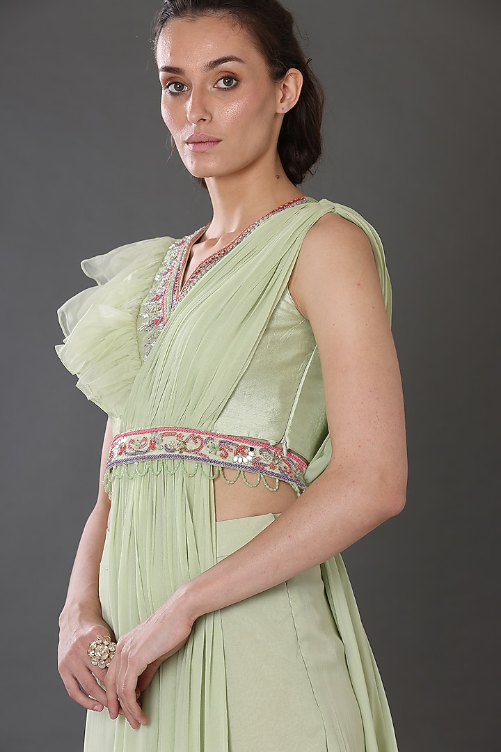 Mint Green Silk Palazzo Pant Set by Nikita at Pernia's Pop Up Shop