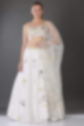 Ivory Embroidered Lehenga Set by Nikita