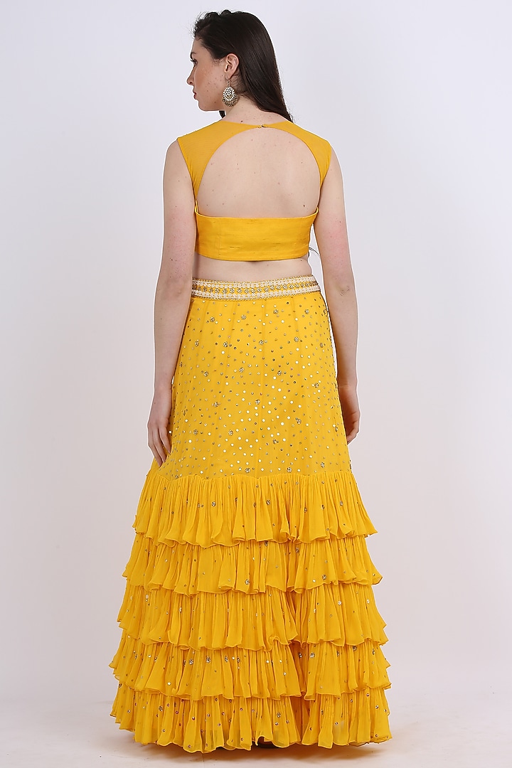 Sunshine Yellow Embroidered Wedding Lehenga Set by Nikita at Pernia's Pop Up Shop