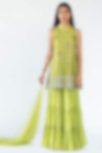 Light Green Georgette Gharara Set by Nikita Vishakha