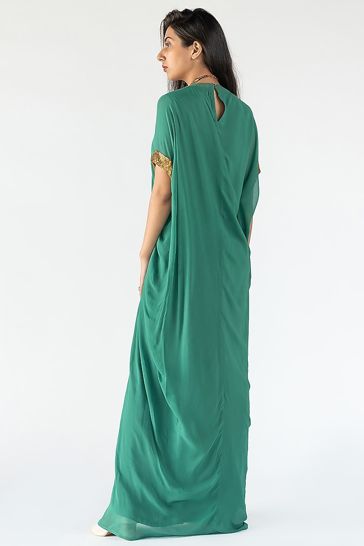 Green Embroidered Kaftan by Nikita Vishakha at Pernia's Pop Up Shop